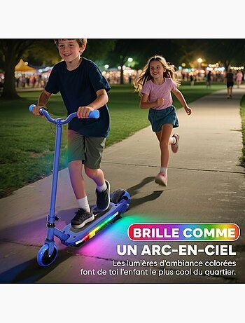 Trottinette électrique enfant led multicolore max. 10km/h béquille acier