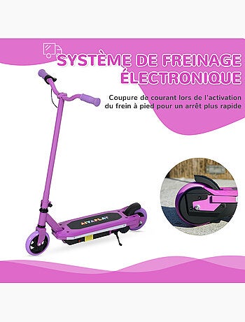Trottinette électrique enfant led multicolore max. 10km/h béquille acier
