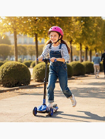 Trottinette électrique enfant pliable 3 roues 8km/h max led