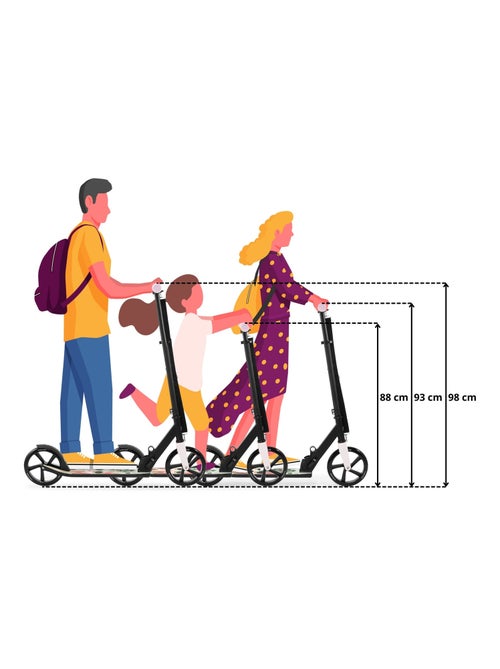Trottinette Enfant +7 ans 100kg, Pliable, en Aluminium Hauteur réglable 88/93/98cm - Kiabi