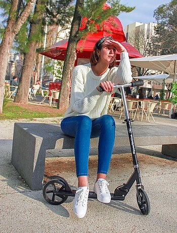 Trottinette enfant ados 100kg max, pliable frein à pied roue 200mm abec-7