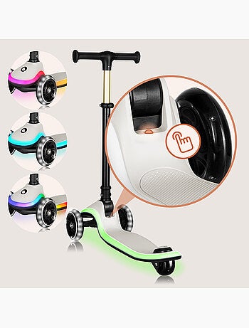 Trottinette enfant avec Casque LIONELO Mey - 3 Roues éclairées - Pliable - Hauteur réglable