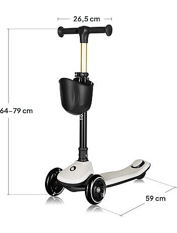 Trottinette enfant avec Casque LIONELO Mey - 3 Roues éclairées - Pliable - Hauteur réglable