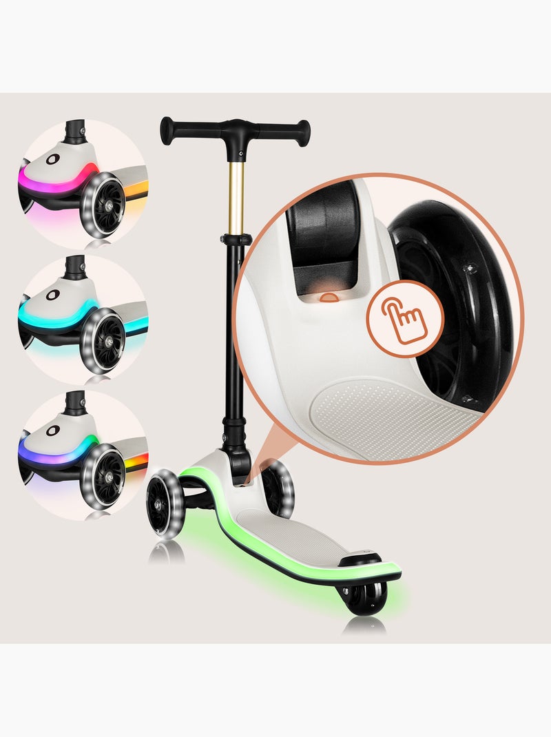 Trottinette enfant avec Casque LIONELO Mey - 3 Roues éclairées - Pliable - Hauteur réglable Beige - Kiabi