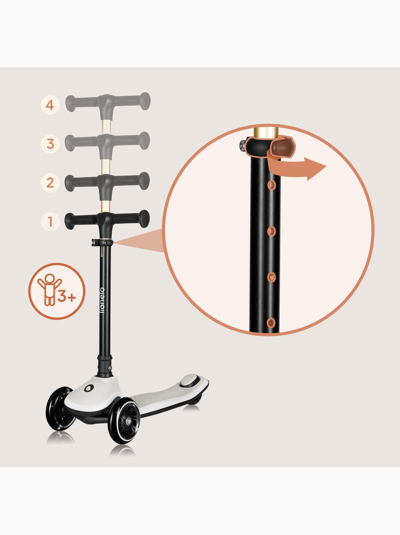 Trottinette enfant avec Casque LIONELO Mey - 3 Roues éclairées - Pliable - Hauteur réglable Beige - Kiabi