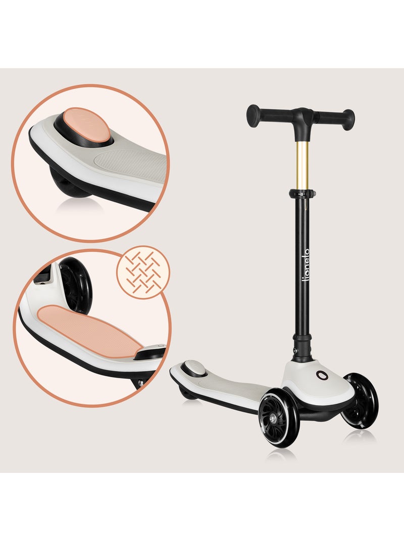 Trottinette enfant avec Casque LIONELO Mey - 3 Roues éclairées - Pliable - Hauteur réglable Beige - Kiabi