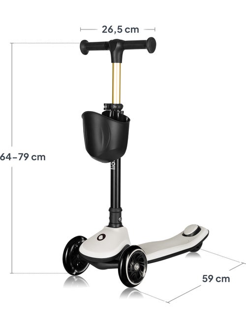Trottinette enfant avec Casque LIONELO Mey - 3 Roues éclairées - Pliable - Hauteur réglable - Kiabi
