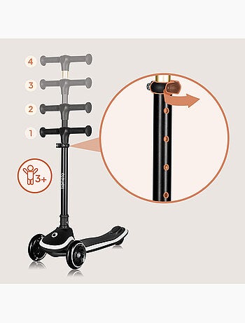 Trottinette enfant avec Casque LIONELO Mey - 3 Roues éclairées - Pliable - Hauteur réglable