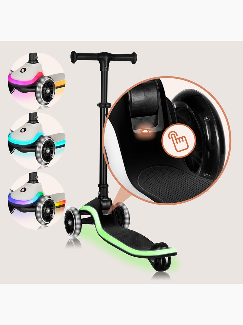 Trottinette enfant avec Casque LIONELO Mey - 3 Roues éclairées - Pliable - Hauteur réglable Noir - Kiabi