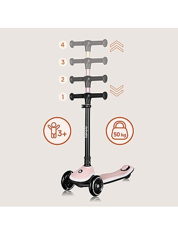 Trottinette enfant avec Casque LIONELO Mey - 3 Roues éclairées - Pliable - Hauteur réglable