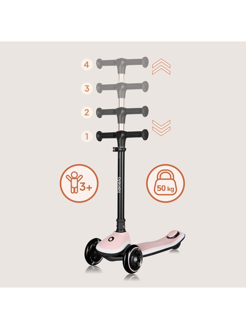 Trottinette enfant avec Casque LIONELO Mey - 3 Roues éclairées - Pliable - Hauteur réglable Rose - Kiabi