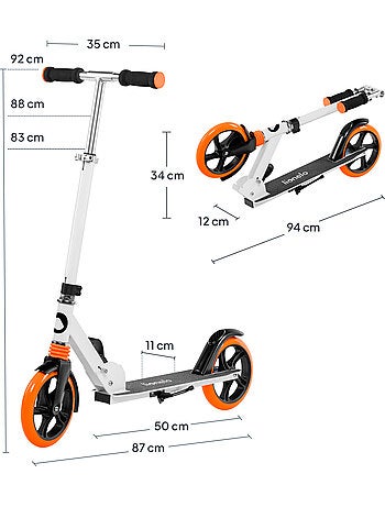 Trottinette enfant et adulte LIONELO Luca - Jusqu'à 100kg - Pliage compact - Porte-biberon