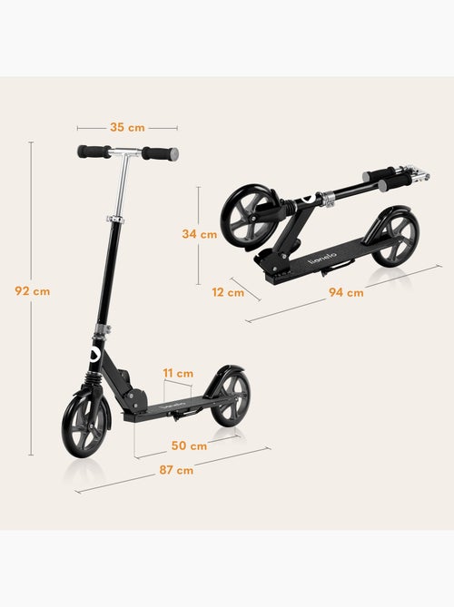 Trottinette enfant et adulte LIONELO Luca - Jusqu'à 100kg - Pliage compact - Porte-biberon - Kiabi