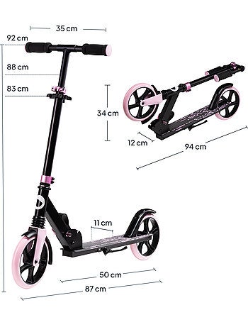Trottinette enfant et adulte LIONELO Luca - Jusqu'à 100kg - Pliage compact - Porte-biberon