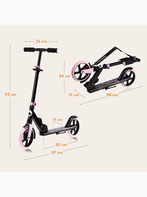 Trottinette enfant et adulte LIONELO Luca - Jusqu'à 100kg - Pliage compact - Porte-biberon - Kiabi