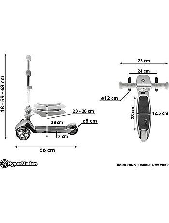 Trottinette enfant evolutive 3 en 1 avec selle guidon reglable 2-6 ans