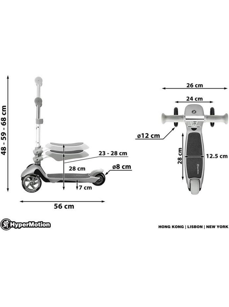 Trottinette enfant evolutive 3 en 1 avec selle guidon reglable 2-6 ans N/A - Kiabi