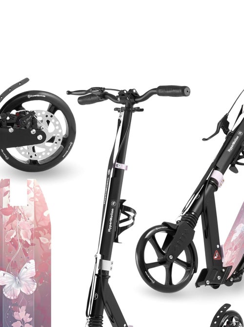 Trottinette Enfant jusqu'à 100kg - 2 amortisseurs - Fleurs- Pliable - 2 Freins- Aluminium- ABEC-7 - Kiabi