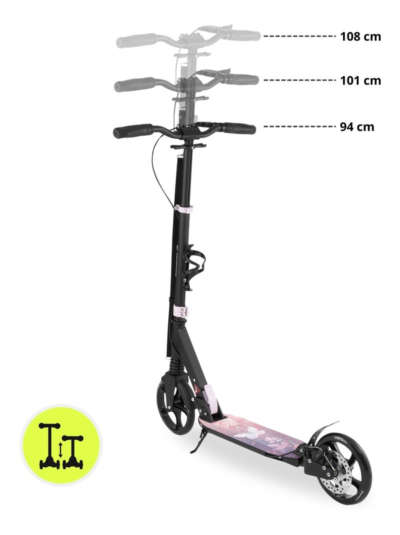 Trottinette Enfant jusqu'à 100kg - 2 amortisseurs - Fleurs- Pliable - 2 Freins- Aluminium- ABEC-7 N/A - Kiabi