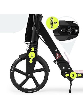 Trottinette enfant jusqu'à 100kg - 2 amortisseurs - pliable - 2 freins- aluminium- abec-7
