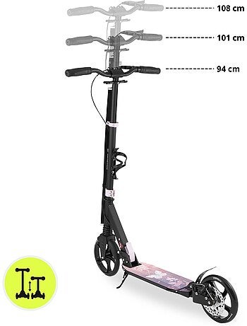 Trottinette enfant jusqu'à 100kg - 2 amortisseurs - pliable - 2 freins- aluminium- abec-7