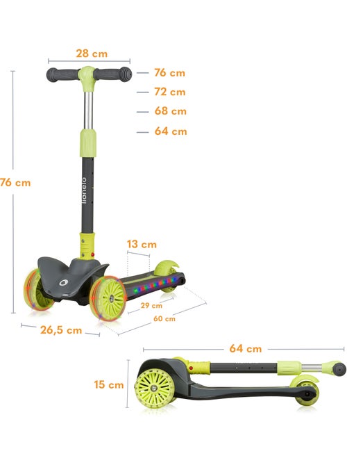 Trottinette enfant LIONELO Timmy - 3 Roues - LED Roulement - Hauteur réglable - Kiabi
