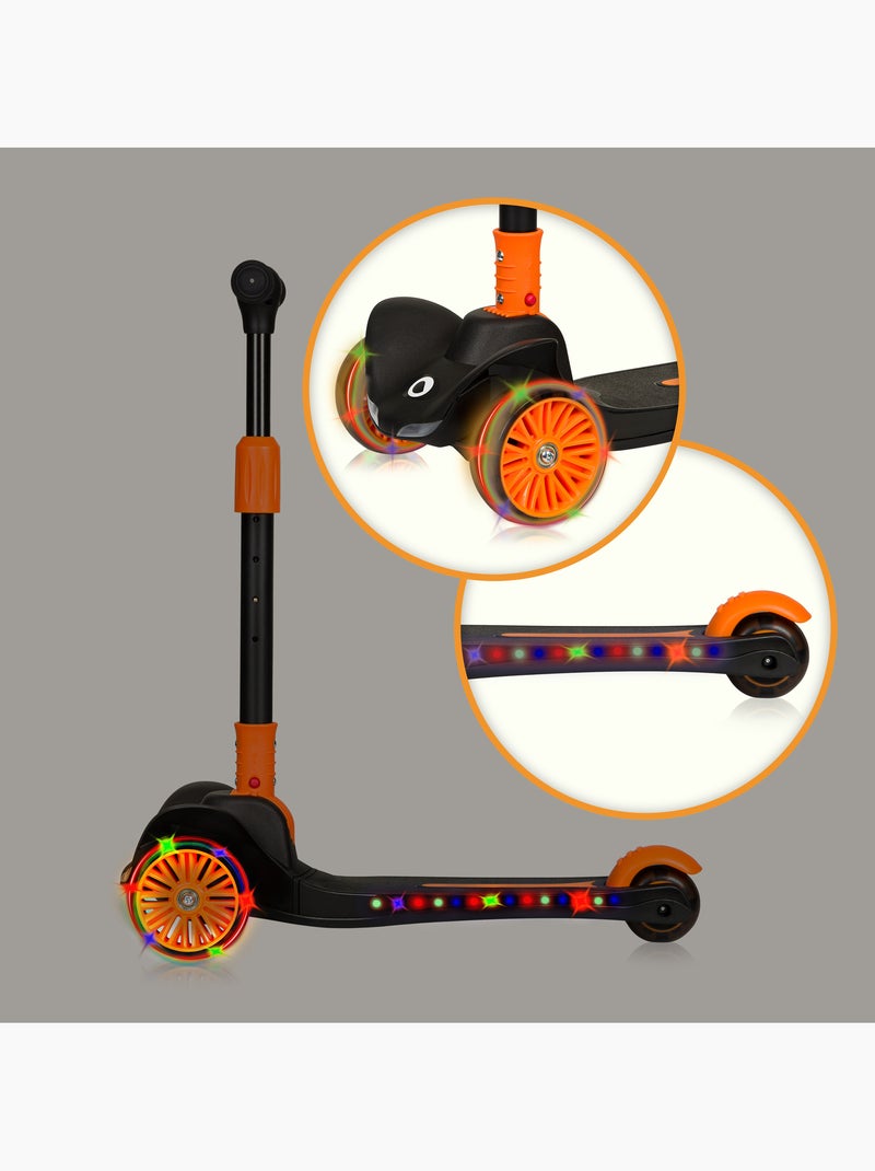 Trottinette enfant LIONELO Timmy - 3 Roues - LED Roulement - Hauteur réglable Noir Orange - Kiabi