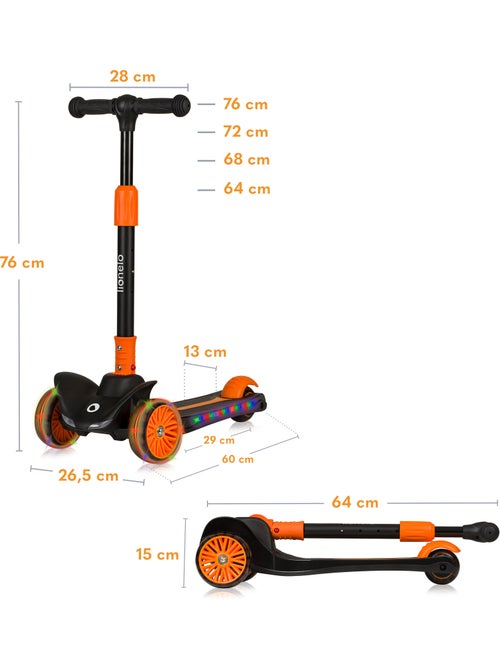 Trottinette enfant LIONELO Timmy - 3 Roues - LED Roulement - Hauteur réglable - Kiabi