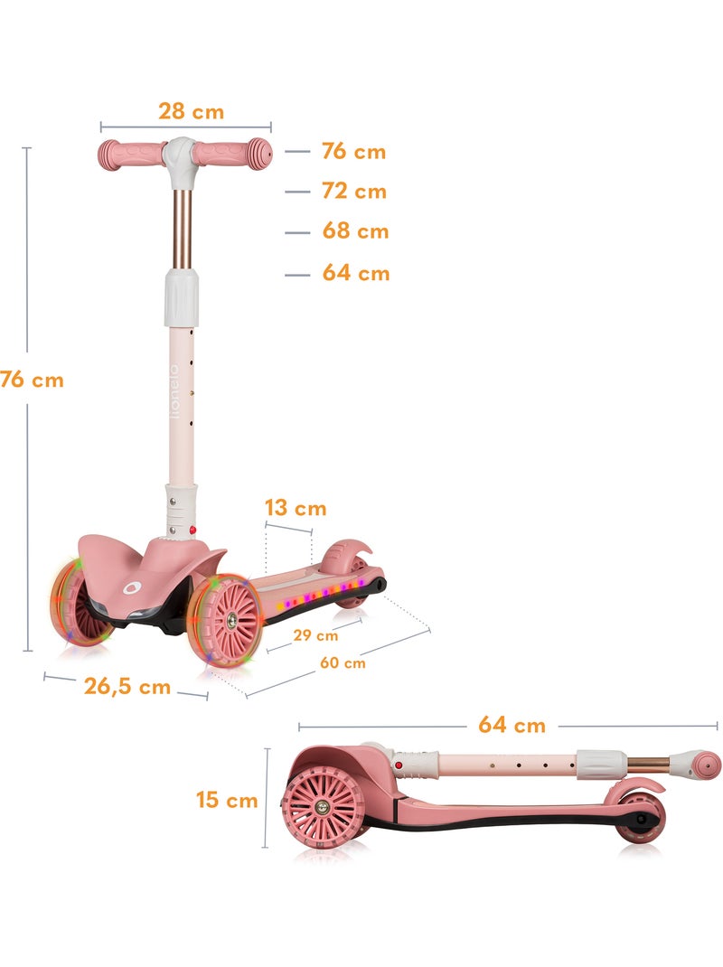 Trottinette enfant LIONELO Timmy - 3 Roues - LED Roulement - Hauteur réglable Rose - Kiabi