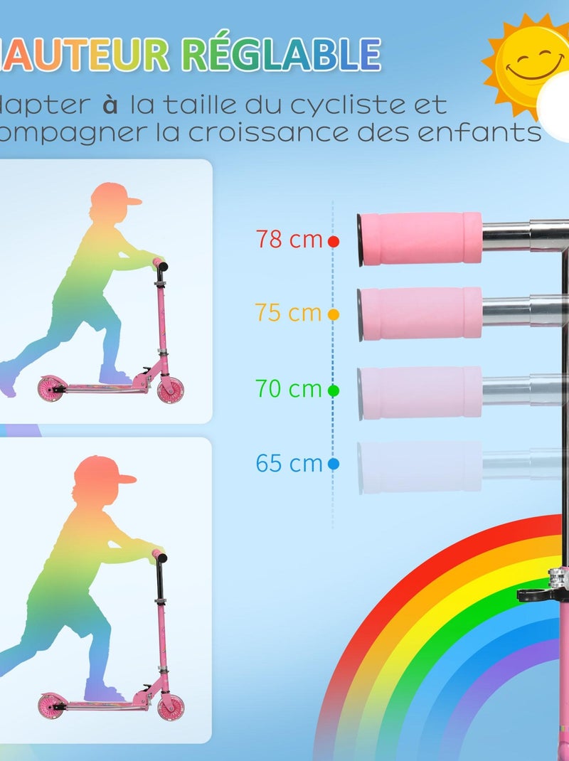 Trottinette enfant pliable réglable 2 roues LED - TROTTIZ Rose - Kiabi