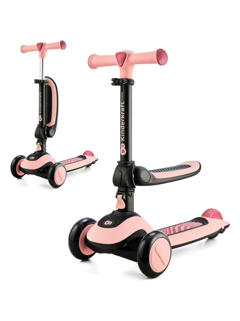 Trottinette enfant pliante avec siege et roues lumineuses Rose - Kiabi