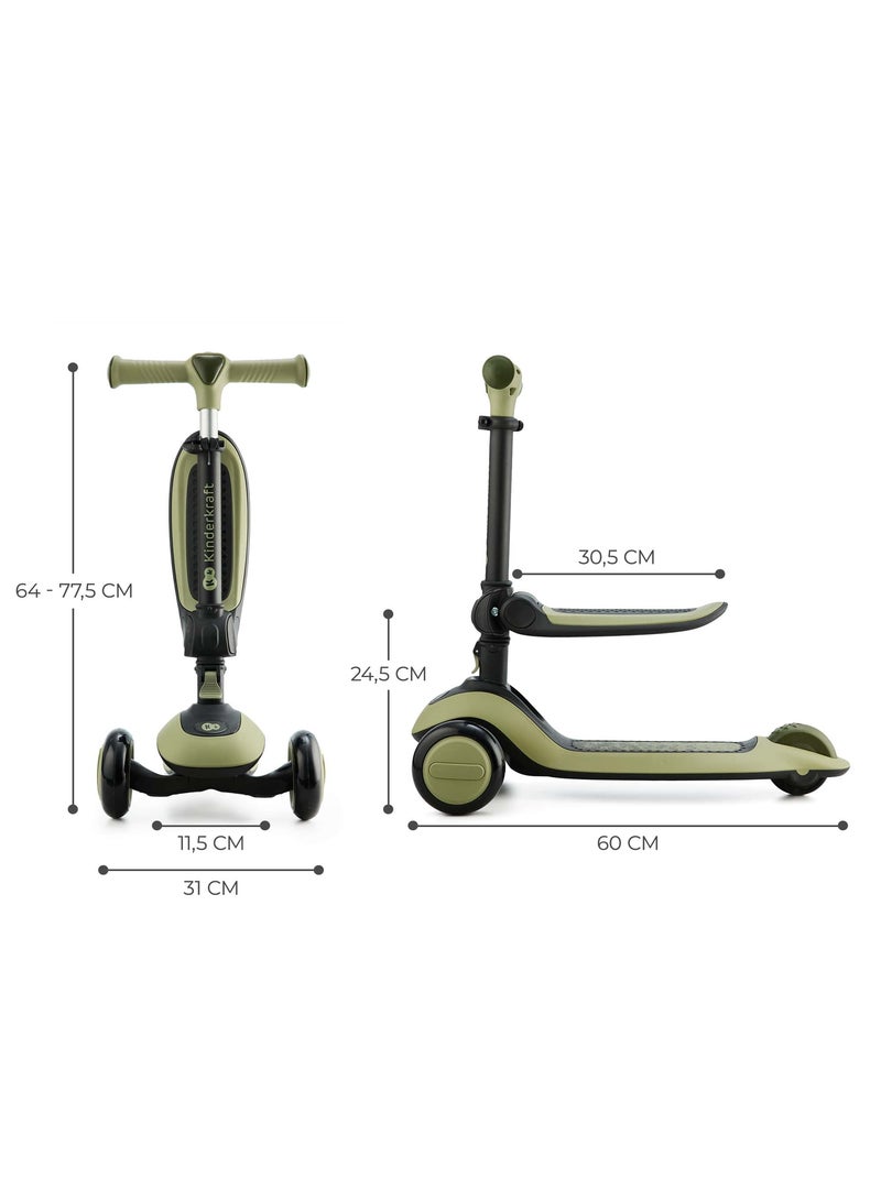Trottinette enfant pliante avec siege et roues lumineuses Vert - Kiabi