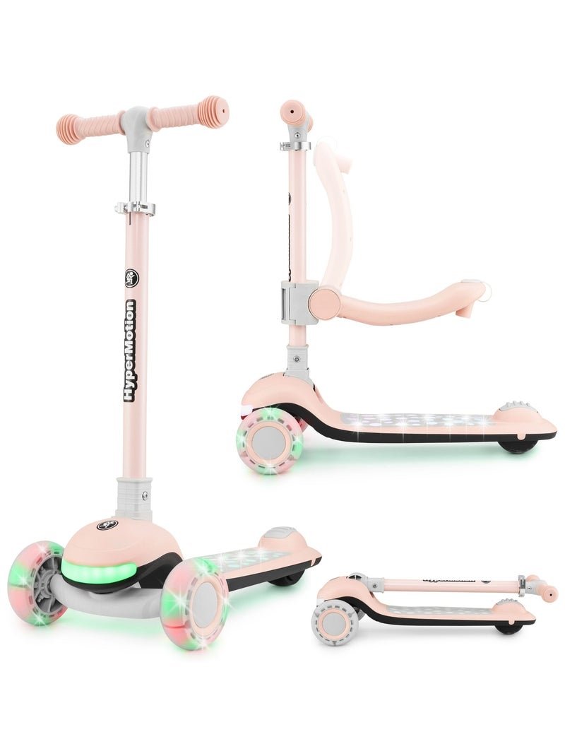 Trottinette Enfant Roues LED, 50 kg max- Siège Réglable- Pliable - Rose N/A - Kiabi