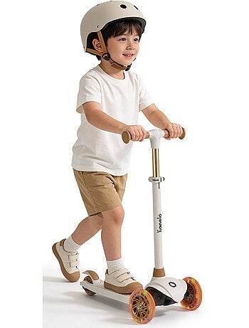 Trottinette enfants avec casque LIONELO Jessy - Roues éclairées - 3 Roues - Hauteur réglable