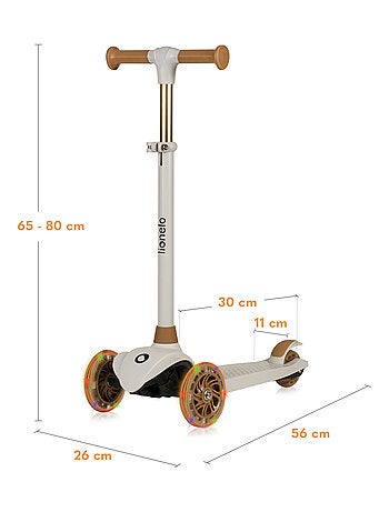 Trottinette enfants avec casque LIONELO Jessy - Roues éclairées - 3 Roues - Hauteur réglable