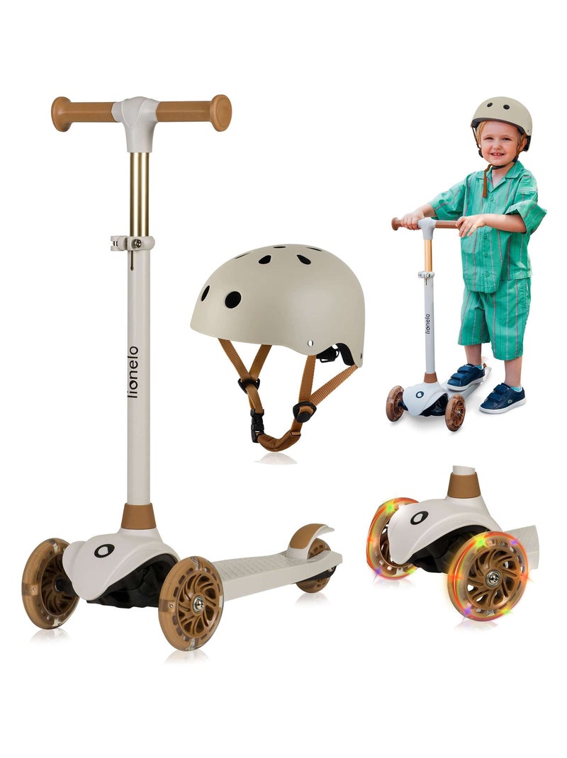 Trottinette enfants avec casque LIONELO Jessy - Roues éclairées - 3 Roues - Hauteur réglable Beige - Kiabi