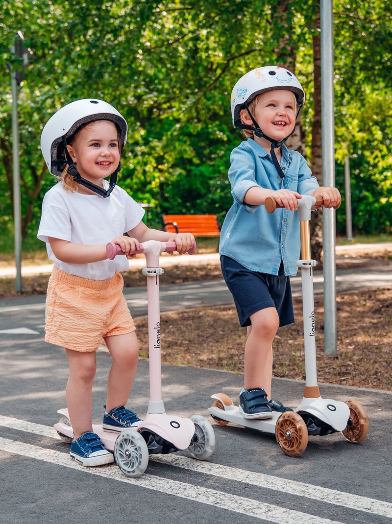 Trottinette enfants avec casque LIONELO Jessy - Roues éclairées - 3 Roues - Hauteur réglable Beige - Kiabi