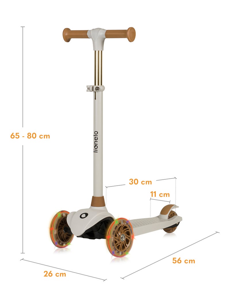 Trottinette enfants avec casque LIONELO Jessy - Roues éclairées - 3 Roues - Hauteur réglable Beige - Kiabi