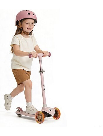 Trottinette enfants avec casque LIONELO Jessy - Roues éclairées - 3 Roues - Hauteur réglable