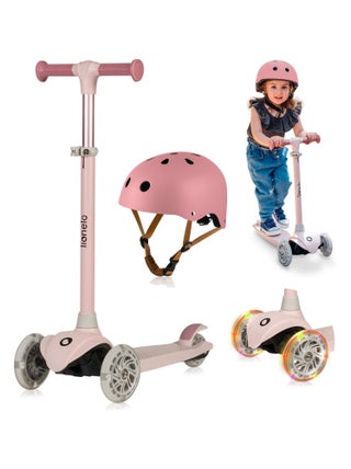 Trottinette enfants avec casque LIONELO Jessy - Roues éclairées - 3 Roues - Hauteur réglable