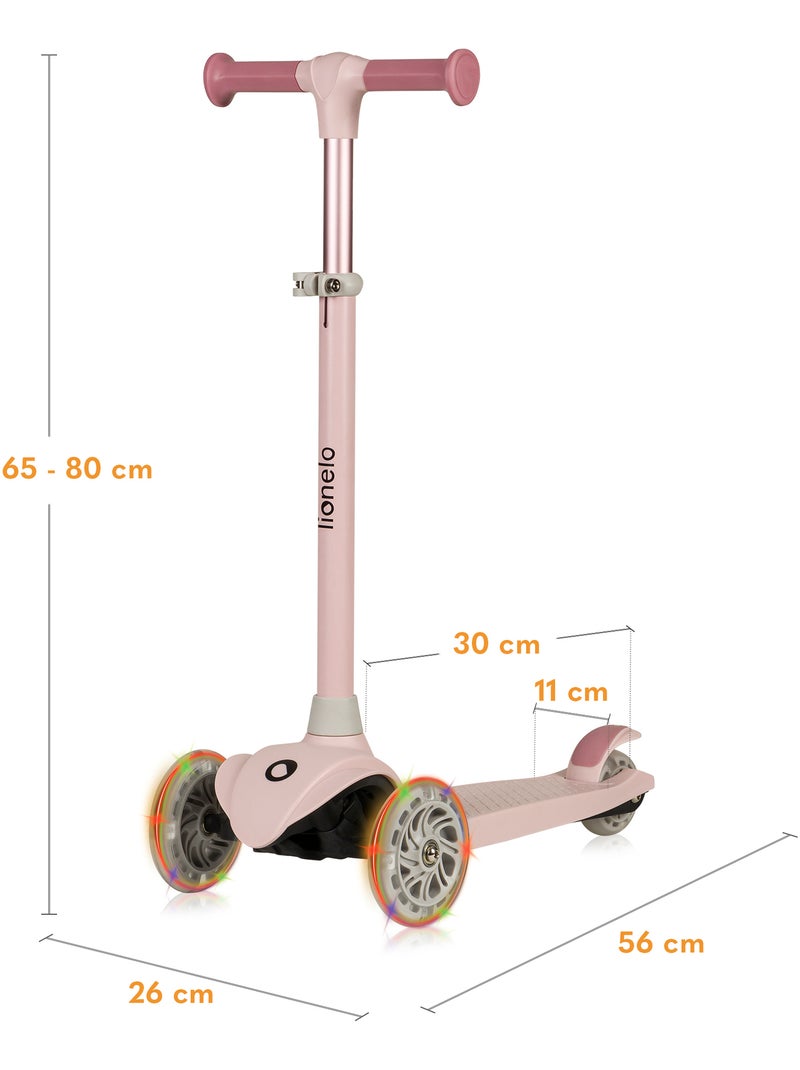 Trottinette enfants avec casque LIONELO Jessy - Roues éclairées - 3 Roues - Hauteur réglable Rose - Kiabi