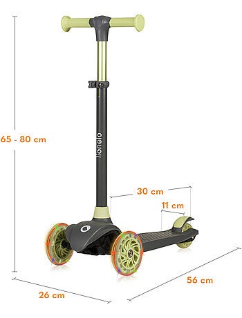 Trottinette enfants LIONELO Jessy - Roues éclairées - 3 Roues - Hauteur réglable
