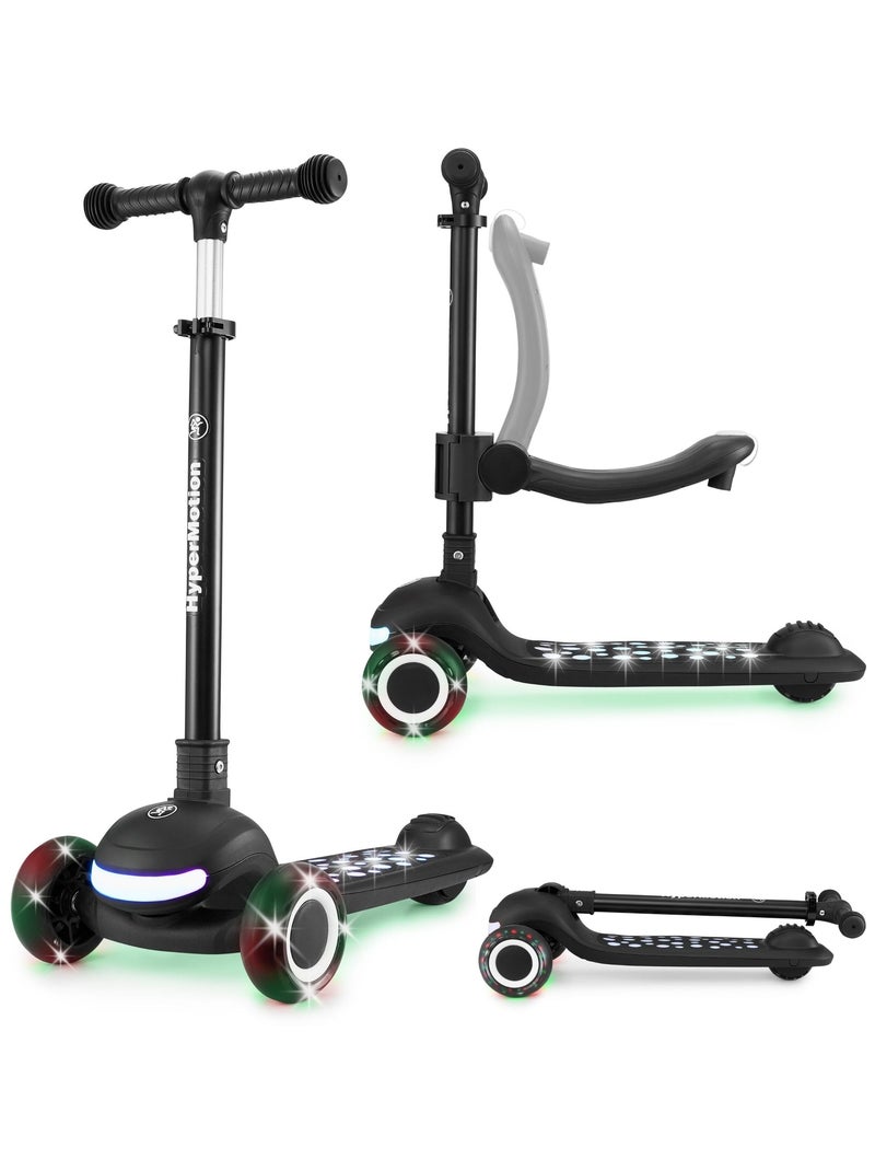 Trottinette Enfants Roues LED, 50 kg max- Siège Réglable- Pliable - Noir N/A - Kiabi