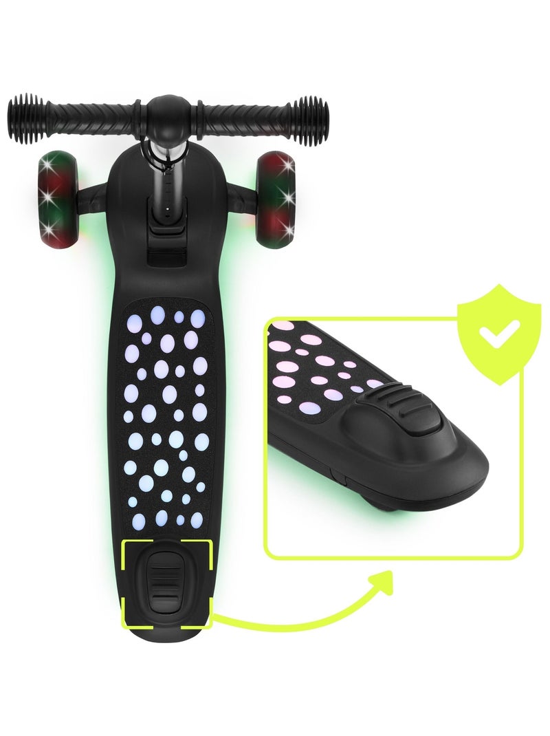 Trottinette Enfants Roues LED, 50 kg max- Siège Réglable- Pliable - Noir N/A - Kiabi