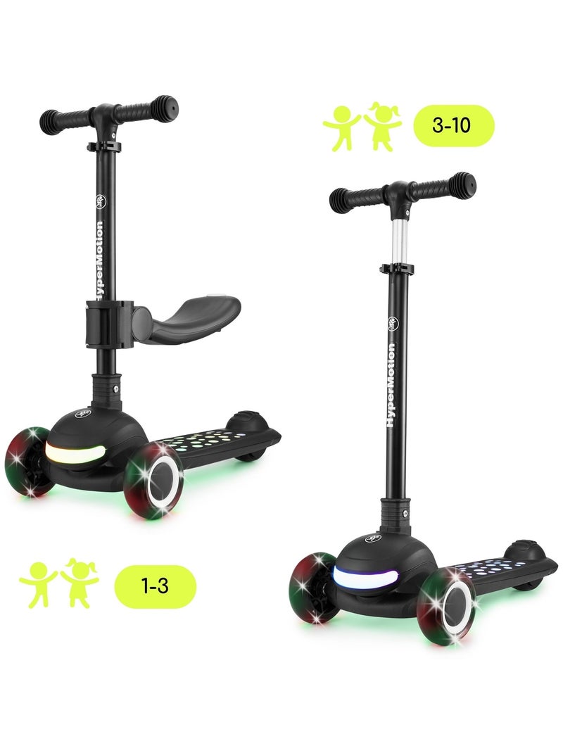 Trottinette Enfants Roues LED, 50 kg max- Siège Réglable- Pliable - Noir N/A - Kiabi