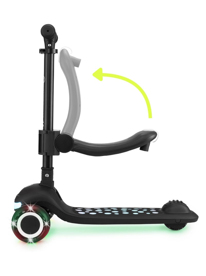 Trottinette Enfants Roues LED, 50 kg max- Siège Réglable- Pliable - Noir N/A - Kiabi