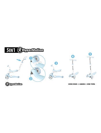 Trottinette évolutive 3-en-1 draisienne enfant bleu HyperMotion