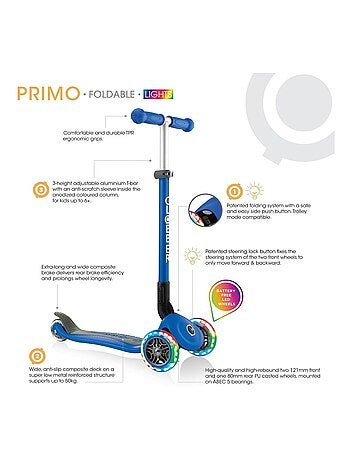 Trottinette évolutive enfant lumineuse et pliable Primo Rose