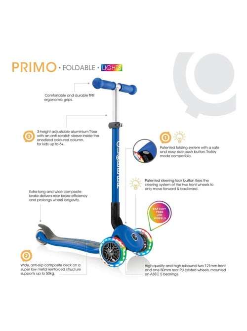 Trottinette évolutive enfant lumineuse et pliable Primo Rose - Kiabi