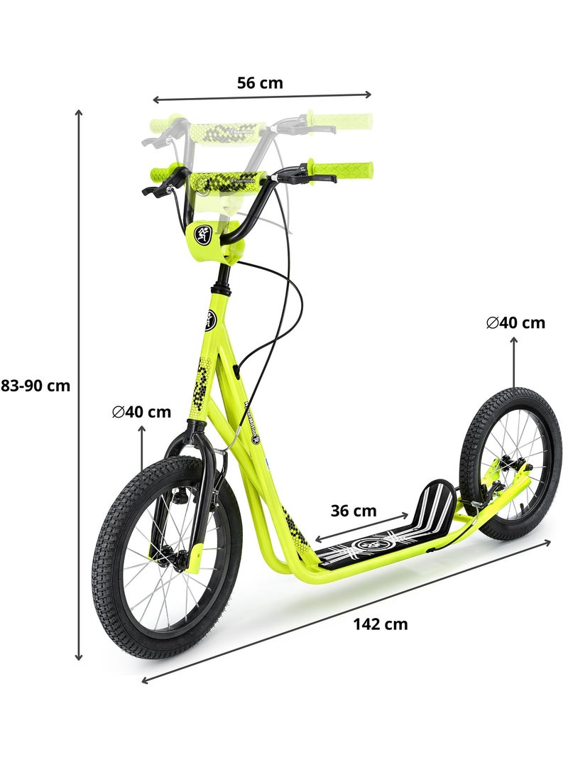 Trottinette HyperMotion 142x56x90 cm 2 Roues Enfant +8 - Charge 100 kg acier V-Brake Montage Facile Jaune - Kiabi